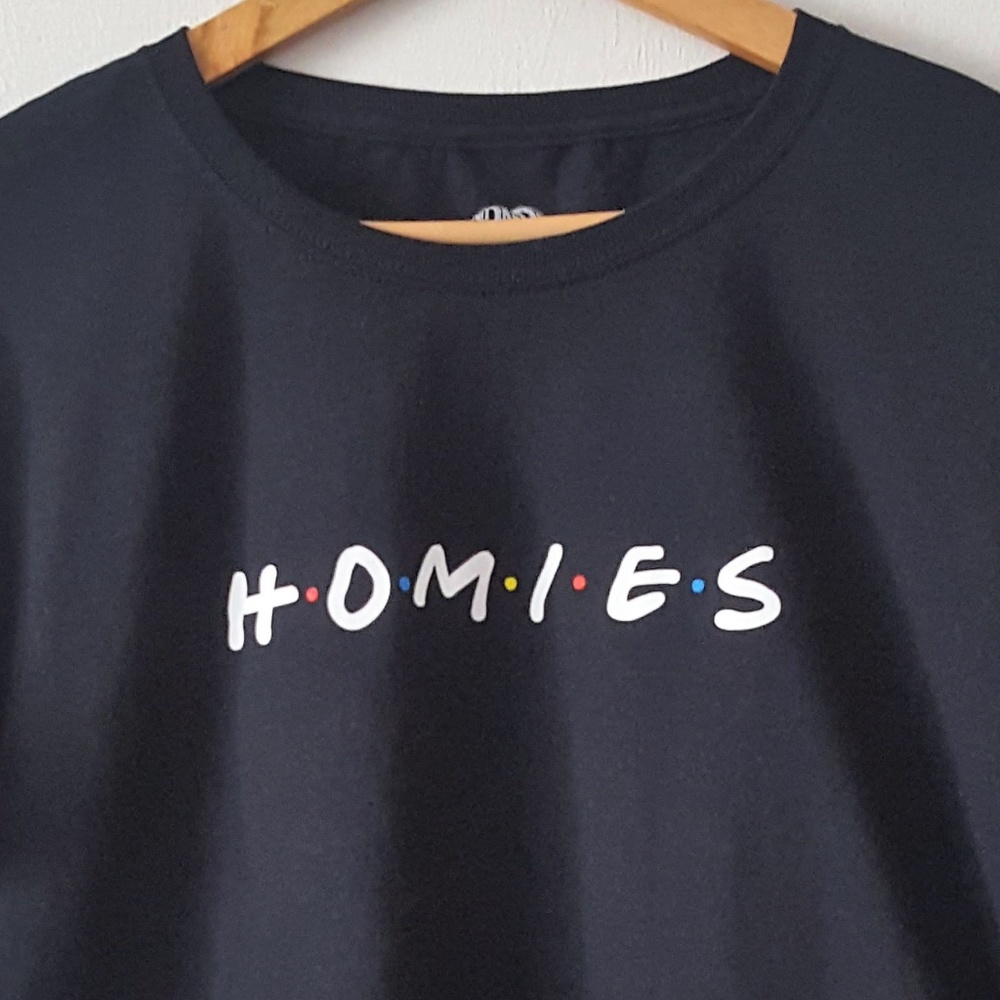 NWOT 90s INSPIRED "HOMIES" BLACK CROP TOP XS - Picture 2 of 4
